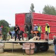 Sir David Fagan giving shearing demonstration with vintage plant